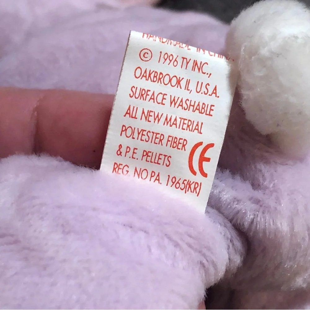 Retired TY Beanie Baby 1996 FLOPPITY Bunny Tag Error, born May 28, 1996